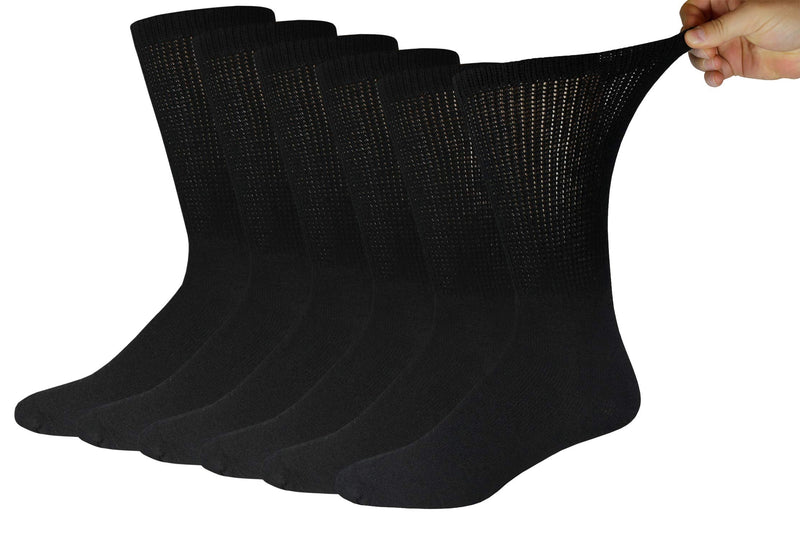 [Australia] - Big and Tall Diabetic Cotton Neuropathy Crew Socks, King Size Mens Athletic Crew Socks (13-16, Black) - 6 pairs 