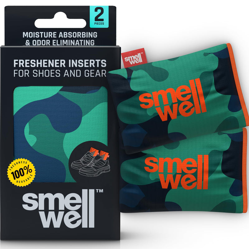 [Australia] - SmellWell - Scented Shoe deodorizer - Odor Eliminator - Activated Bamboo Charcoal - Air Purifying Bags - Freshener Inserts Original Size - Camo Green 