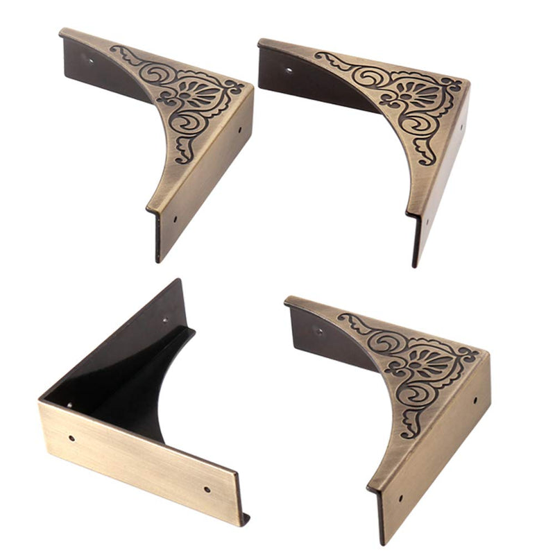 [Australia] - Metal Corner Protector, 4 Pcs Antique Edge Safety Guard Cabinet Furniture Corner Bumpers,Table Corner Protectors,Cover Damaged Corners on Coffee Table (Bronze) Bronze 