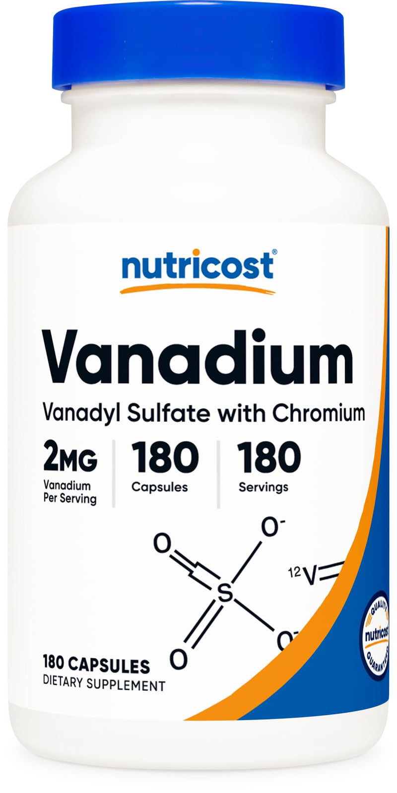 [Australia] - Nutricost Vanadium + Chromium 2mg 180 Vegetarian Capsules - Gluten Free, Non-GMO - Vanadium Supplement 180 Count (Pack of 1) 