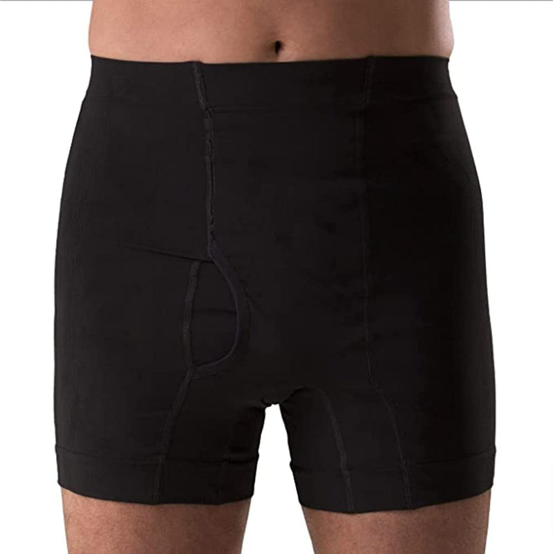 [Australia] - Regular Male Boxer Low for Medium Ostomy and Hernia Support (Black, M) | Seamless Ostomy & Hernia Briefs for Men | Comfortable Ostomy & Hernia Support Underwear | Colostomy Support Garment Black 