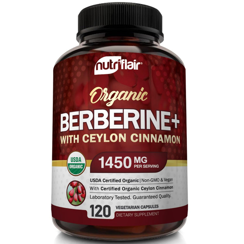 [Australia] - NutriFlair Organic Berberine with Ceylon Cinnamon 1450mg, 120 Capsules 