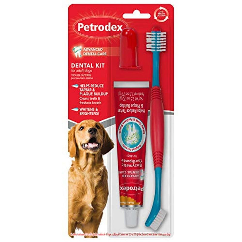 [Australia] - Petrodex Dental Care Kit for Dogs and Puppies, Cleans Teeth and Fights Bad Breath, Reduces Plaque and Tartar Formation, Enzymatic Tooth Brushing Kit, Poultry Flavor, 2.5oz Toothpaste + Toothbrush 1 Count (Pack of 1) 