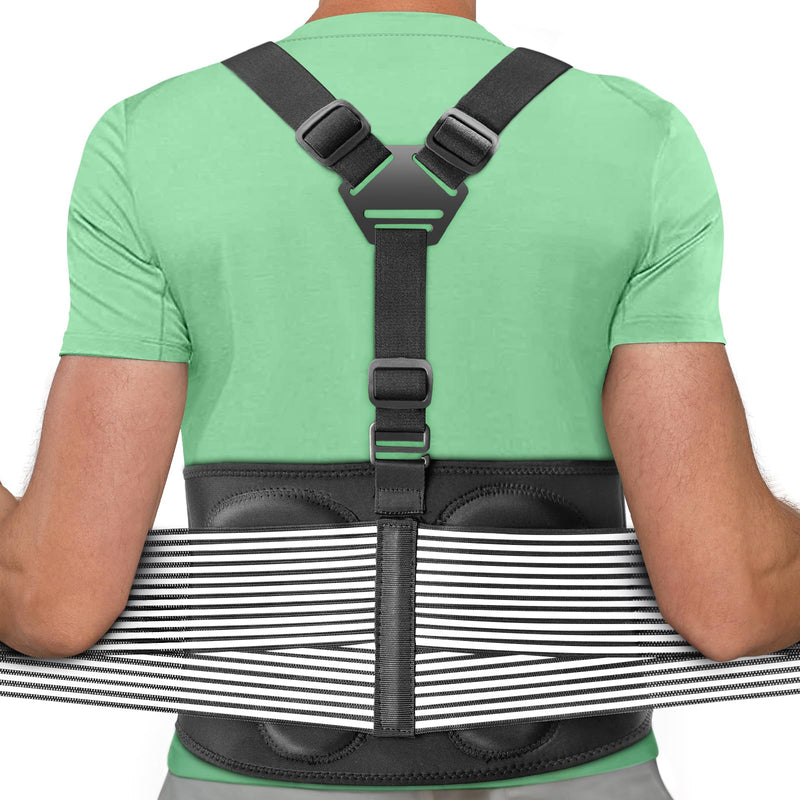 [Australia] - AllyFlex Sports® Back Brace For Lifting Work Y-shape Suspenders Safety Belt With Dual 3D Lumbar Support Relieve Pain, Prevent Injury - XL/XXL (45''-55'') XL/XXL (45''-55'') 