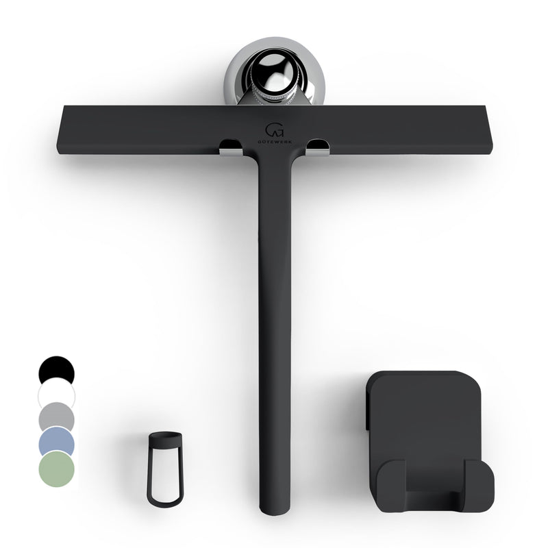 [Australia] - GÜTEWERK Shower Squeegee for Glass Doors, Squeegee for Shower Glass Door, Rubber Shower Squeegee for Shower Doors, Shower Door Squeegee for Window Cleaning, Shower Glass Squeegee - Black - 9 Inch 9 Inches 