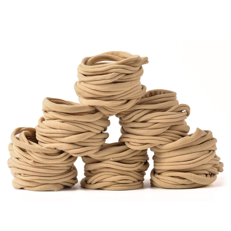 [Australia] - Prohouse 100 PCS Baby Nylon Headbands Hairbands Hair Bow Elastics for Baby Girls Newborn Infant Toddlers Kids Nude 