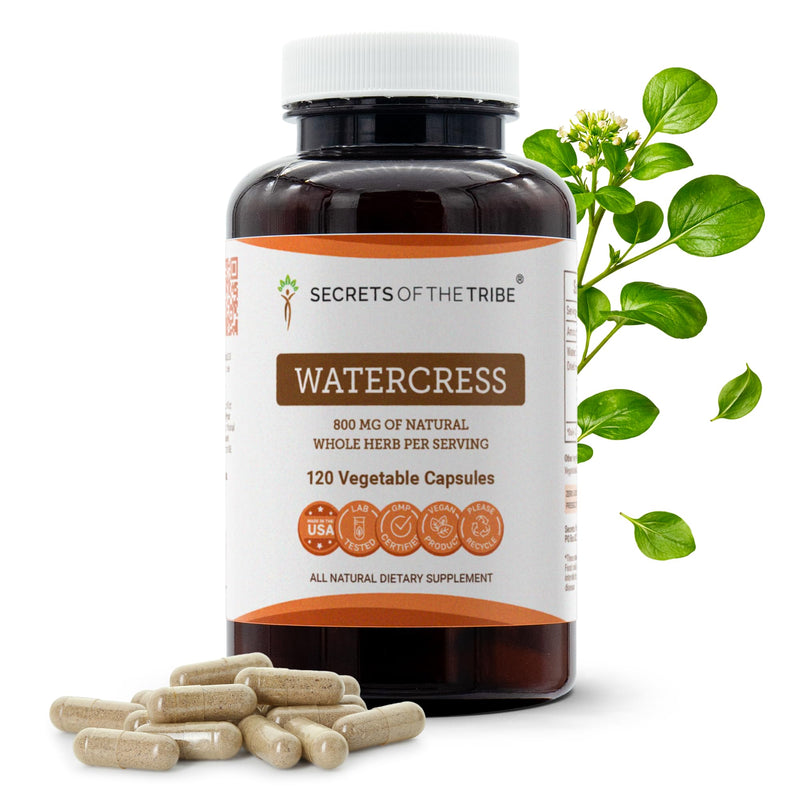 Secrets of the Tribe Watercress 120 Capsules, 800 mg, Watercress (Nasturtium Officinale) Dried Herb (120 Capsules) 120 Count (Pack of 1)