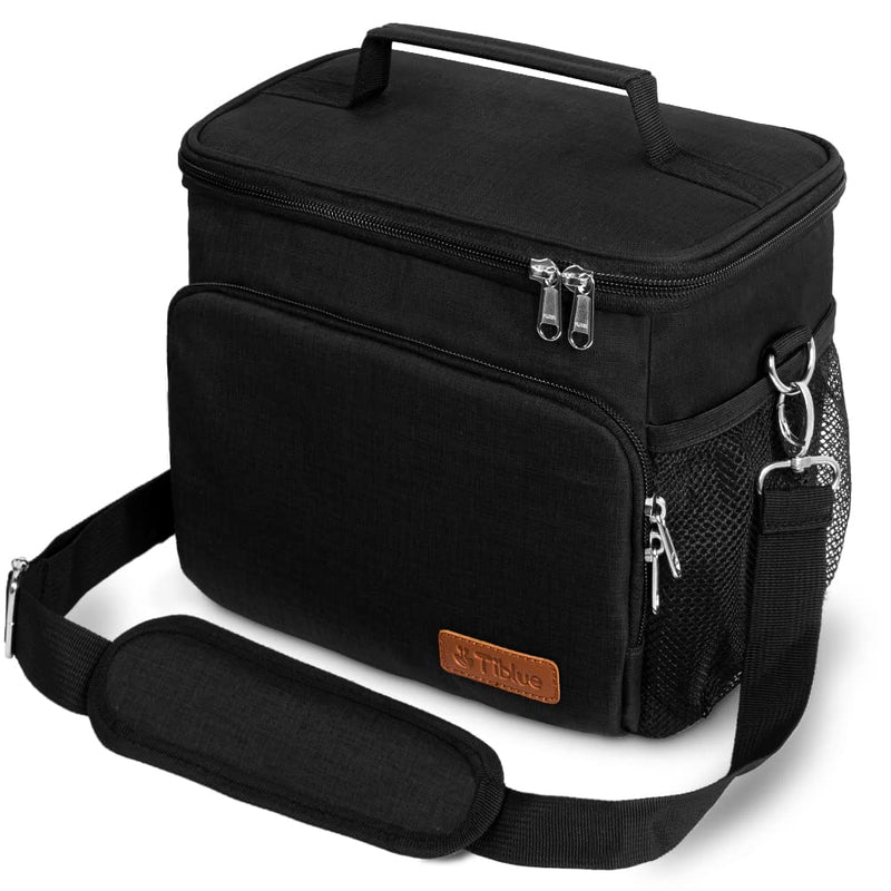 [Australia] - Tiblue Insulated Lunch Bag for Women/Men - Reusable Lunch Box for Office Work School Picnic Beach - Leakproof Freezable Cooler Bag with Adjustable Shoulder Strap for Kids/Adult(Medium,Black) Medium Black 