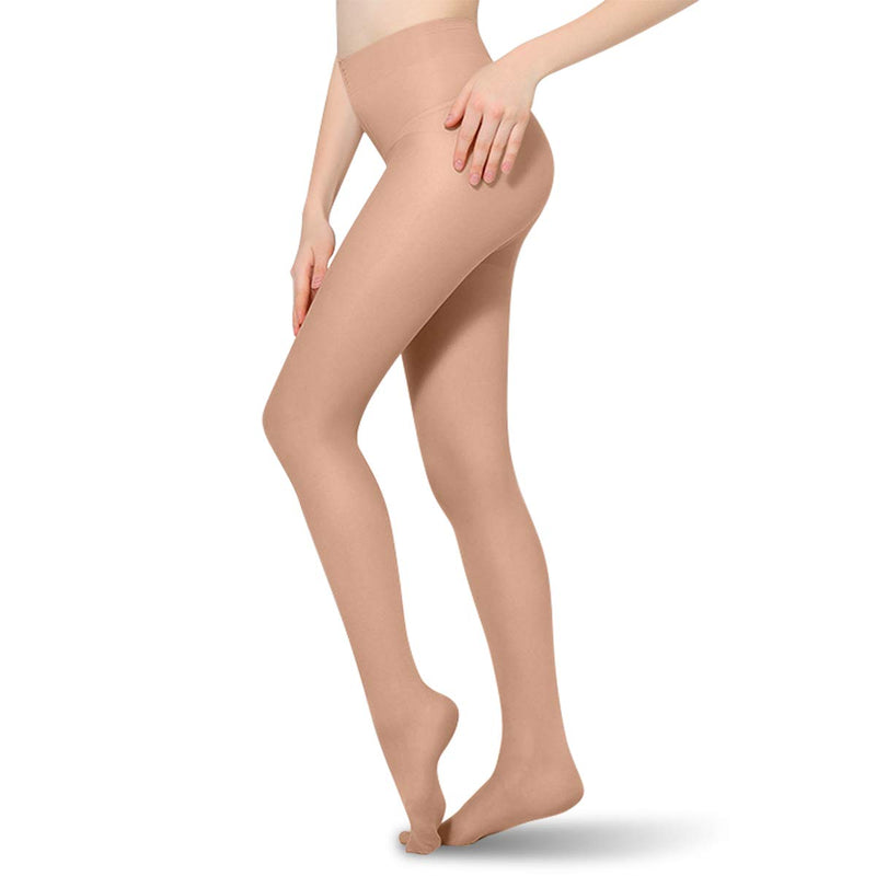 [Australia] - Compression Pantyhose 20-30mmHg Support Stockings Compression for Women Opaque Closed Toe Tights Varicose Veins Beige-l 
