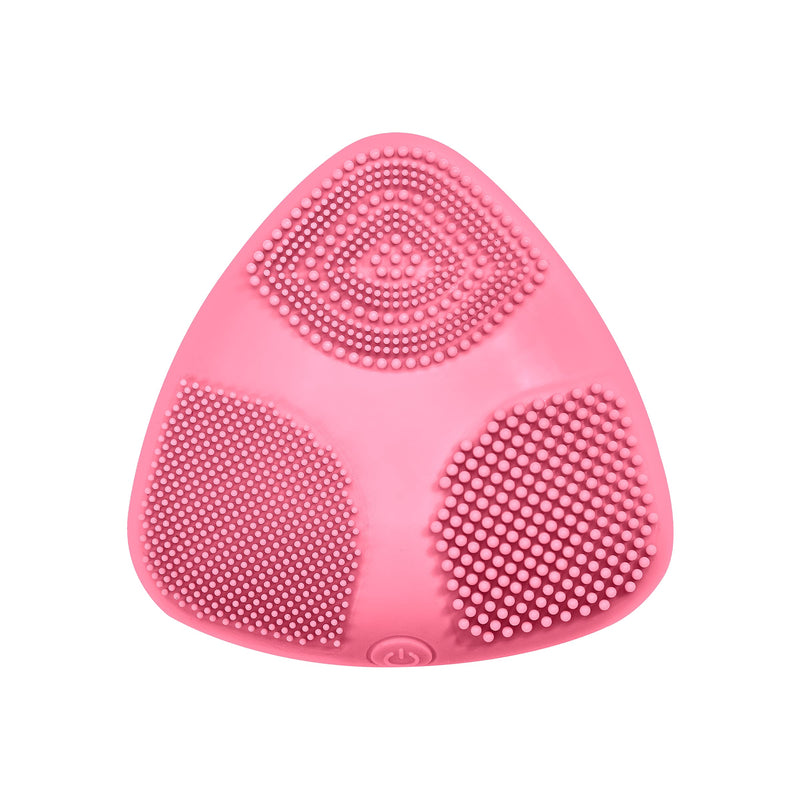 True Glow by Conair Skinpod Silicone Facial Cleansing Brush with 3 Brush Zones, Battery Operated Pink 1 Count (Pack of 1)
