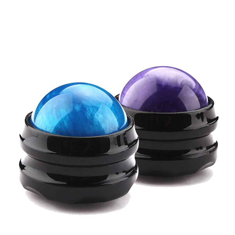 [Australia] - Massage Roller Ball,2-Pack Handheld Massage Therapy and Relax Tool for Sore Muscles,Joint Pain Relief Relaxing,Full Body Deep Tissue Massage(Blue&Purple) Black 