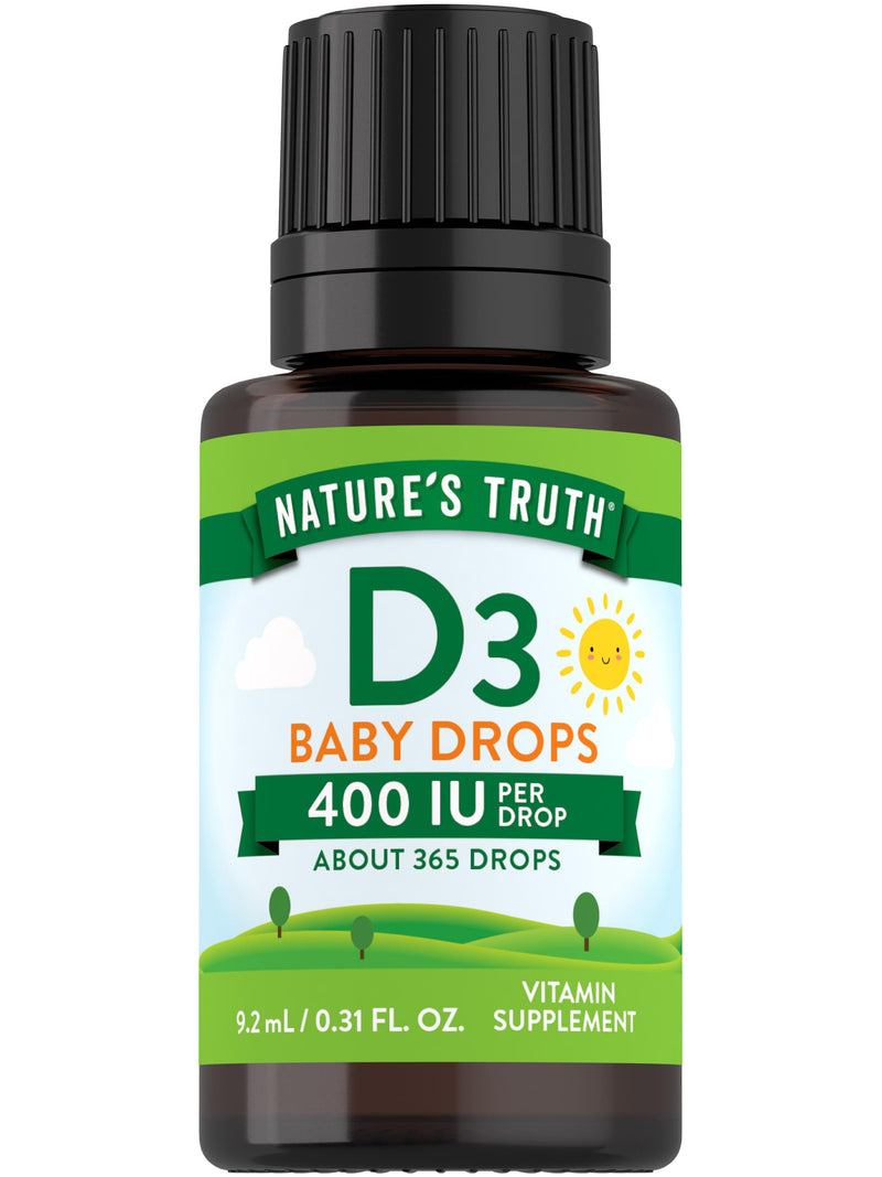 Nature's Truth Vitamin D Drops for Infants | 400 IU | 9.2 mL | D3 for Kids | Vegetarian, Non-GMO & Gluten Free Supplement