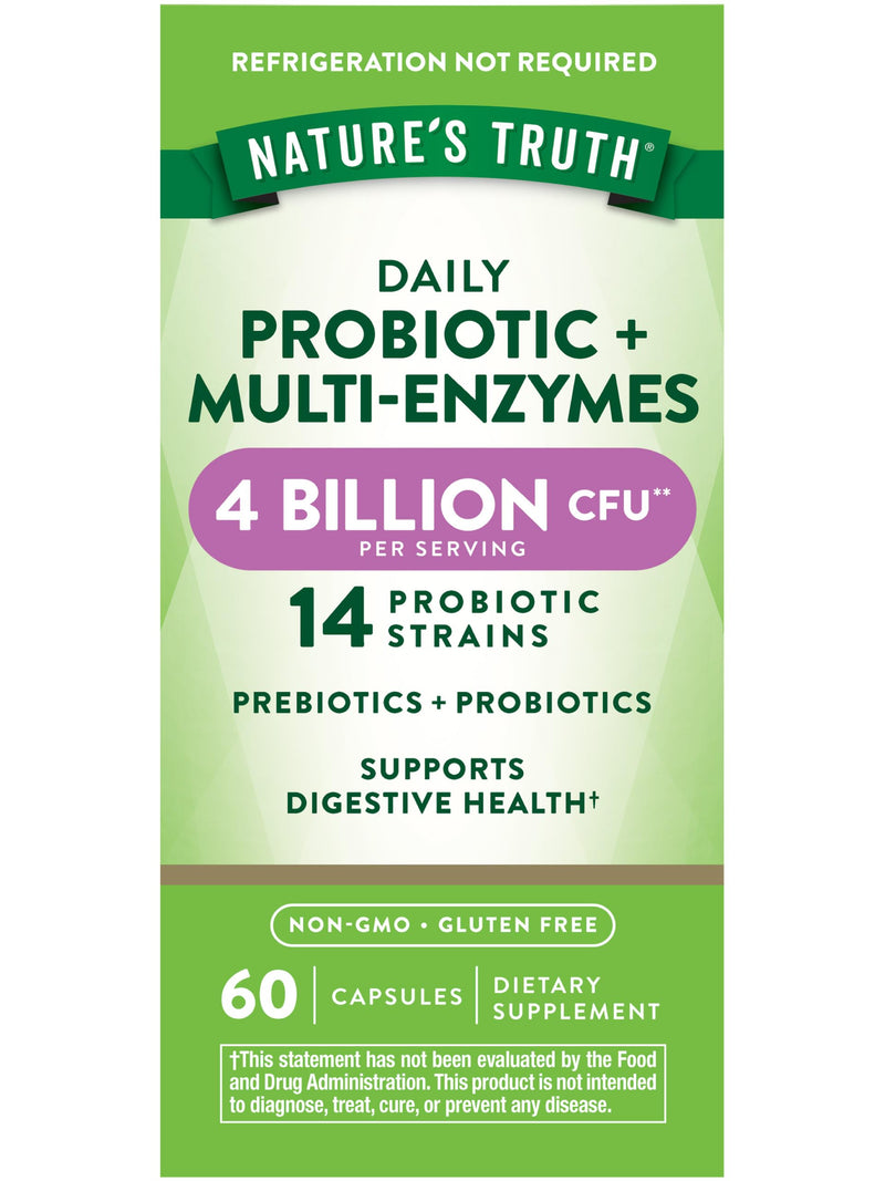Nature's Truth Probiotics with Enzymes | 60 Capsules | for Men and Women | Non-GMO & Gluten Free Digestive Health Supplement
