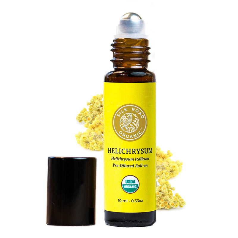 [Australia] - Silk Road Organic Helichrysum Italicum Essential Oil Roll On, 100% Pure USDA Certified Aromatherapy for Skin Vitality & Anti-Aging - 10 ml Roller - Always Pure, Always Organic Helichrysum roll on 