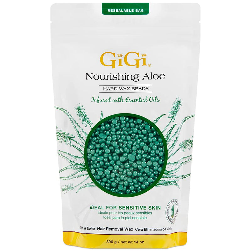 [Australia] - GiGi Hard Wax Beads for Sensitive Skin – Nourishing Aloe, Wax Beads for Hair Removal, Perfect for Face, Body, Bikini, Brazilian Waxing, 14 oz 14 Ounce (Pack of 1) 