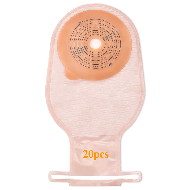 [Australia] - Eyourlife 20 PCS Colostomy Bags, Ostomy Bag Colostomy Supplies, One Piece Drainable Pouches with Clamp Closure for Ileostomy Stoma Care, Hydrocolloid & Non-Woven Border, Cut-to-Fit 15-65MM 20 Count (Pack of 1) 