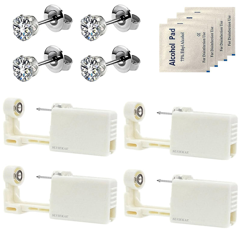 [Australia] - 12 Pack Self Ear Piercing Gun Kit, Disposable Self Ear Piercing Gun Kit with Earring Studs Safety Ear Piercing Gun Kit Tool (Silver) silver 