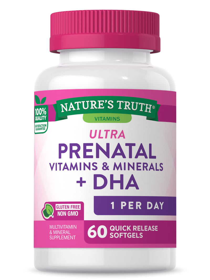 [Australia] - Nature's Truth Prenatal Vitamins with DHA and Folic Acid | 60 Softgels | Non-GMO & Gluten Free Supplement 