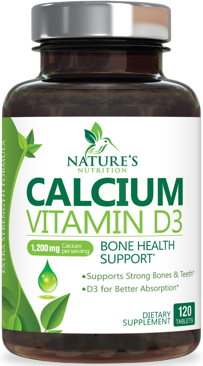 [Australia] - Calcium 1200 mg Plus Vitamin D3, Bone Health & Immune Support - Nature's Calcium Supplement with Extra Strength Vitamin D for Extra Strength Carbonate Absorption Dietary Supplement - 120 Tablets 120 Count (Pack of 1) 