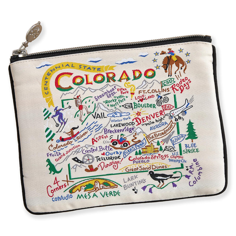 Natural Colorado Zipper Pouch Purse, Travel Cosmetic Bag | Zipper Bag - Holds Phone, Makeup, Wallet, Glasses, & Essentials - Travel Souvenir Gift Colorado (Natural)