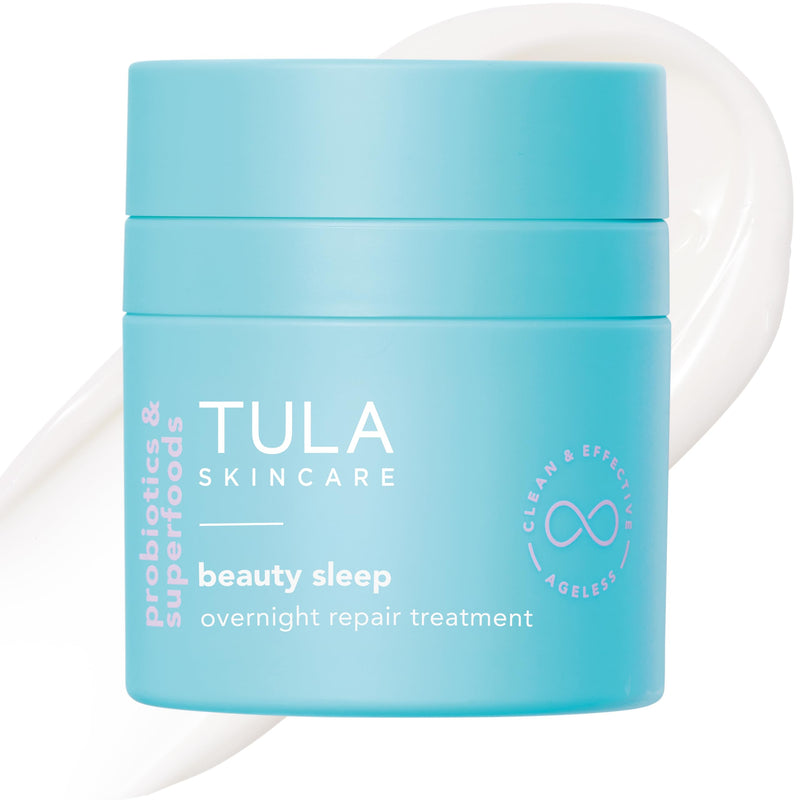 TULA Skin Care Beauty Sleep Overnight Repair Treatment - Anti-Aging, Night Cream, Contains Natural Peptides, AHAs, & Vitamin C to Reduce the Appearance of Lines and Dull Tone Regular - 1.7 oz.