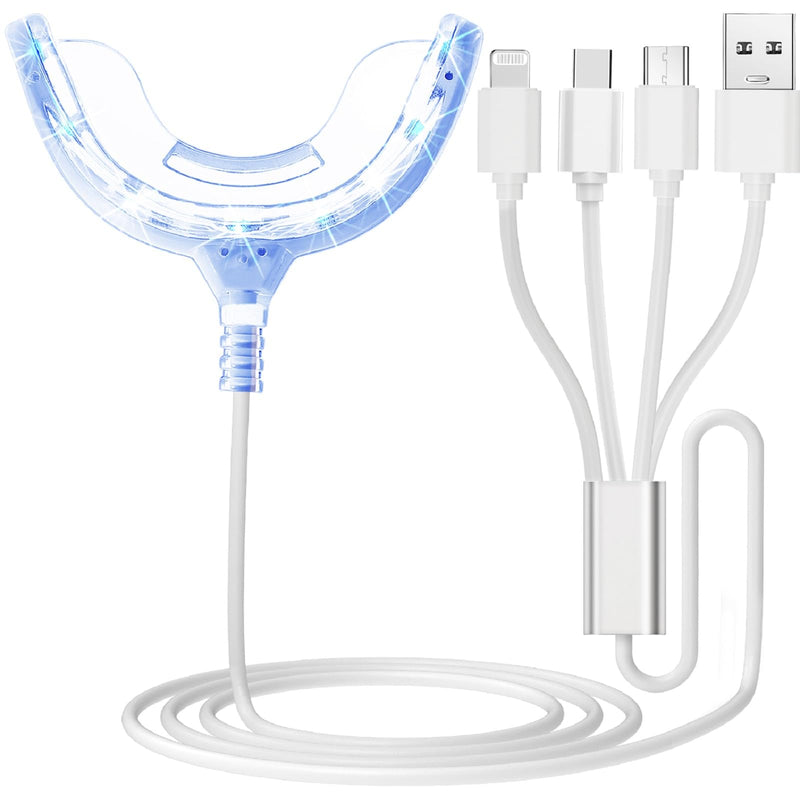 [Australia] - Teeth Whitening Accelerator Light, 16x More Powerful Blue LED Light, Mouth Tray Teeth Whitening Enhancer Light Trays Connected with iPhone/Micro-USB Android/USB for Home Use 