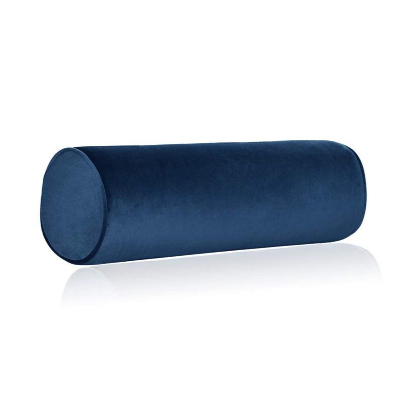 [Australia] - Tinbolunce Memory Foam Roll Pillow for Knee/Leg/Neck - Full Moon Bolster/Round Cylinder Pillow for Sleeping on Side or Back - Removable Cooling Cover Length 18" x 6" Diameter (Navy Blue) Navy Blue 18X6 