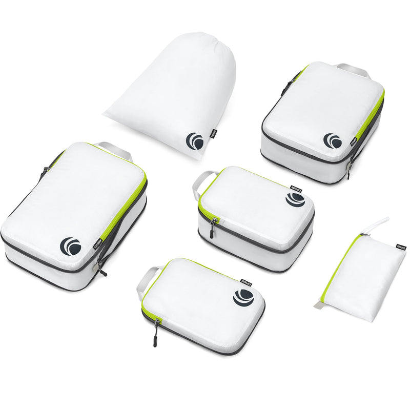 Cipway Compression Packing Cubes Set (White 6pcs) | Ultralight Travel Cube Organizers for Carry-On Luggage, Suitcase & Backpack Travel Essentials White