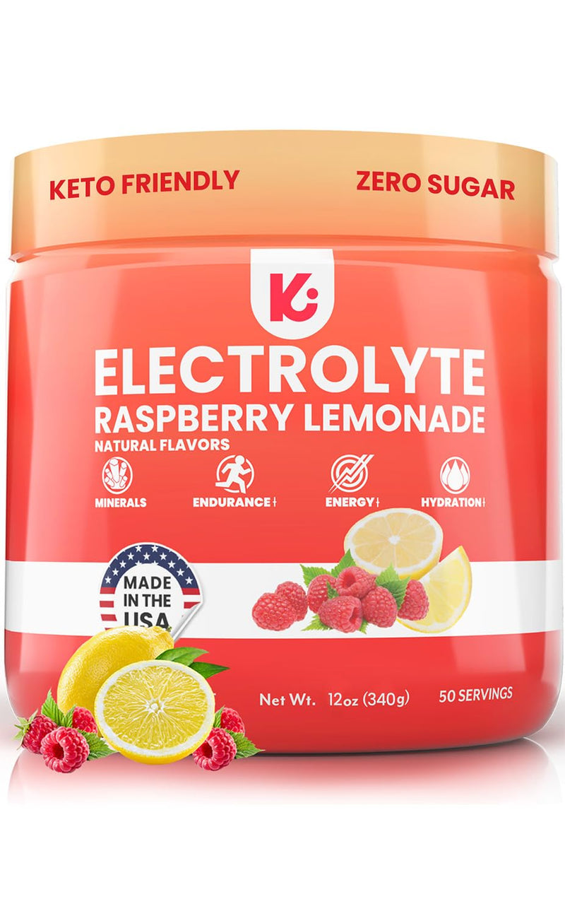 [Australia] - Keppi Keto Electrolytes Powder No Sugar | Zero Carbs | Made in USA | Advanced Hydration, Performance & Recovery | Delicious Raspberry Lemonade Flavor | Mixes Easily No Clumps 50 Servings (Pack of 1) 