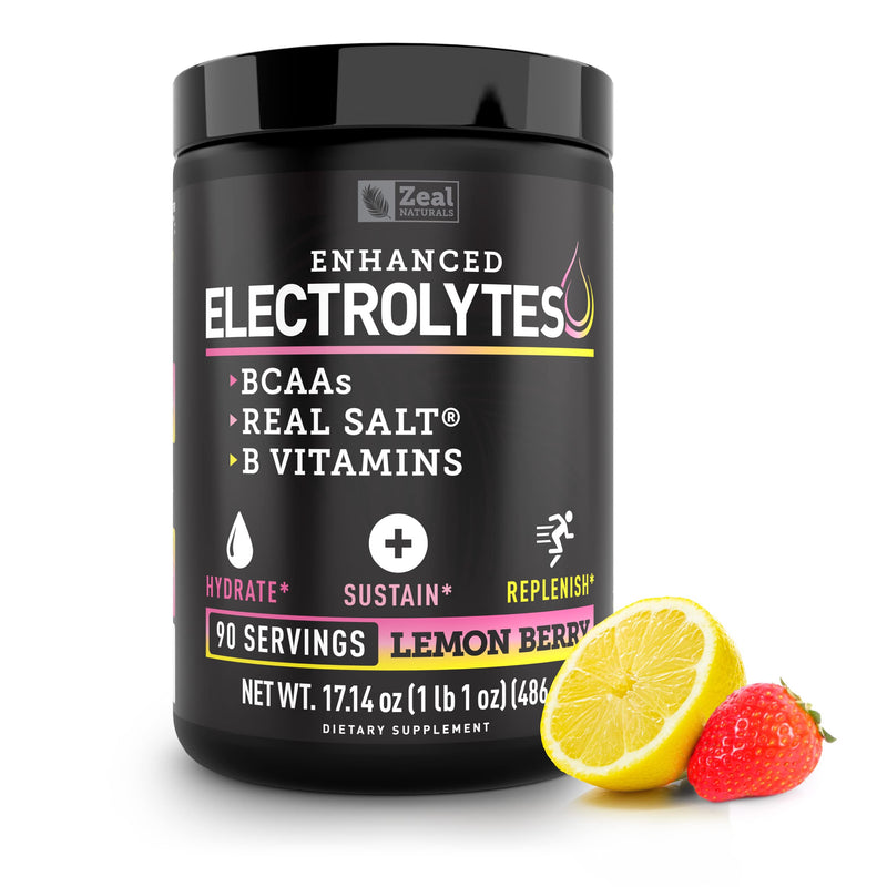 [Australia] - Electrolyte Powder Recovery Drink (90 Servings | Lemon Berry) w Real Salt +BCAAs +B-Vitamins Sugar Free Electrolyte Supplement w Potassium Zinc & Magnesium for Hydration - Keto Electrolytes 90 Servings (Pack of 1) 