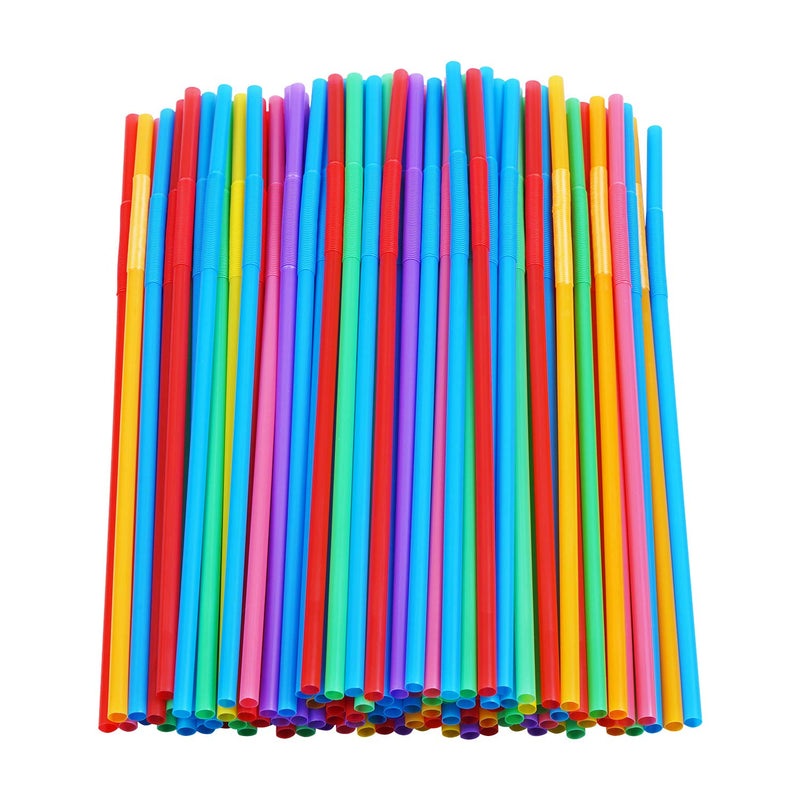[Australia] - 200 Pcs Colorful Plastic Long Flexible Straws.(0.23'' diameter and 10.2" long) 2 pack 