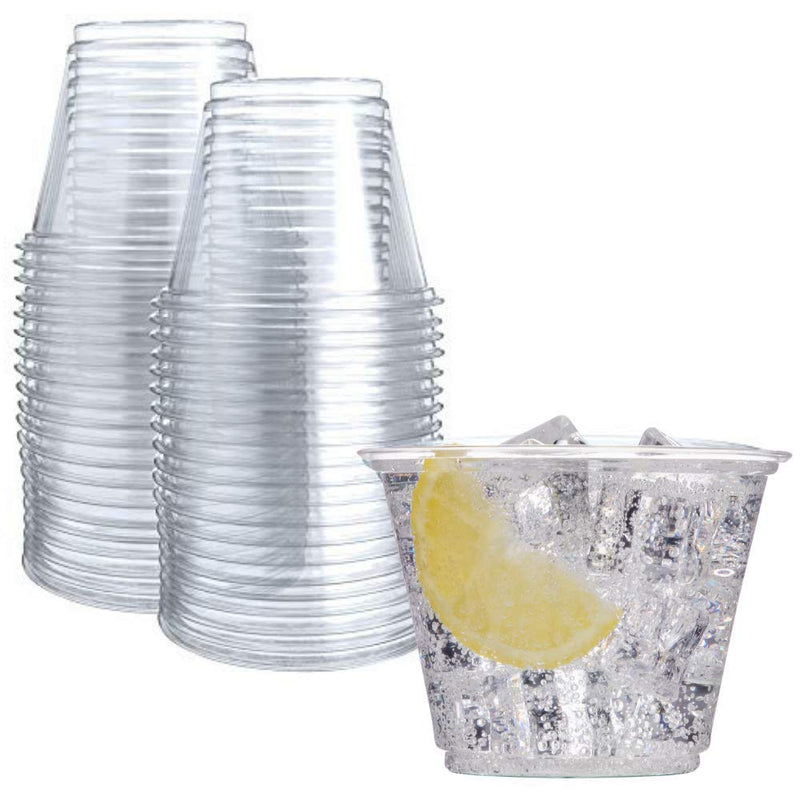 [Australia] - Prestee Clear Plastic Party Cups Disposable - PET Clear Water Plastic Cup Disposable - Plastic Wine Cups - Clear Disposable Cups - Small Cups - Plastic Drinking Cups (50ct 9oz) 50 Count (Pack of 1) 