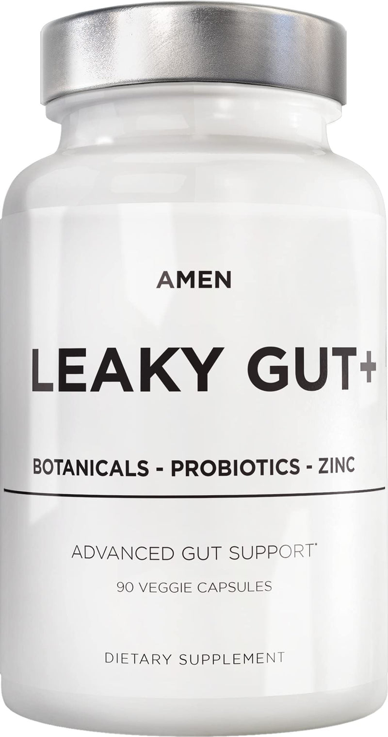 [Australia] - Amen Leaky Gut Supplements - Advanced Formula with Bioavailable L Glutamine, Zinc, Turmeric, Licorice Root - Bowel and Stomach Probiotics & Fermented Prebiotics - Vegan, Non-GMO - 90 Capsules 90 Count (Pack of 1) 
