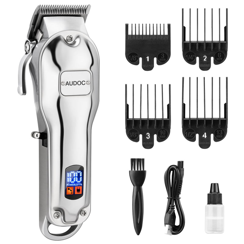 [Australia] - Professional Cordless Hair Clippers for Men, Maquina Para Cortar Pelo De Hombre Rechargeable LED Display Mens Beard Trimmer Full Metal Body Low Nosie Home Barber Hair Cutting Kit Set for Men/Kids 
