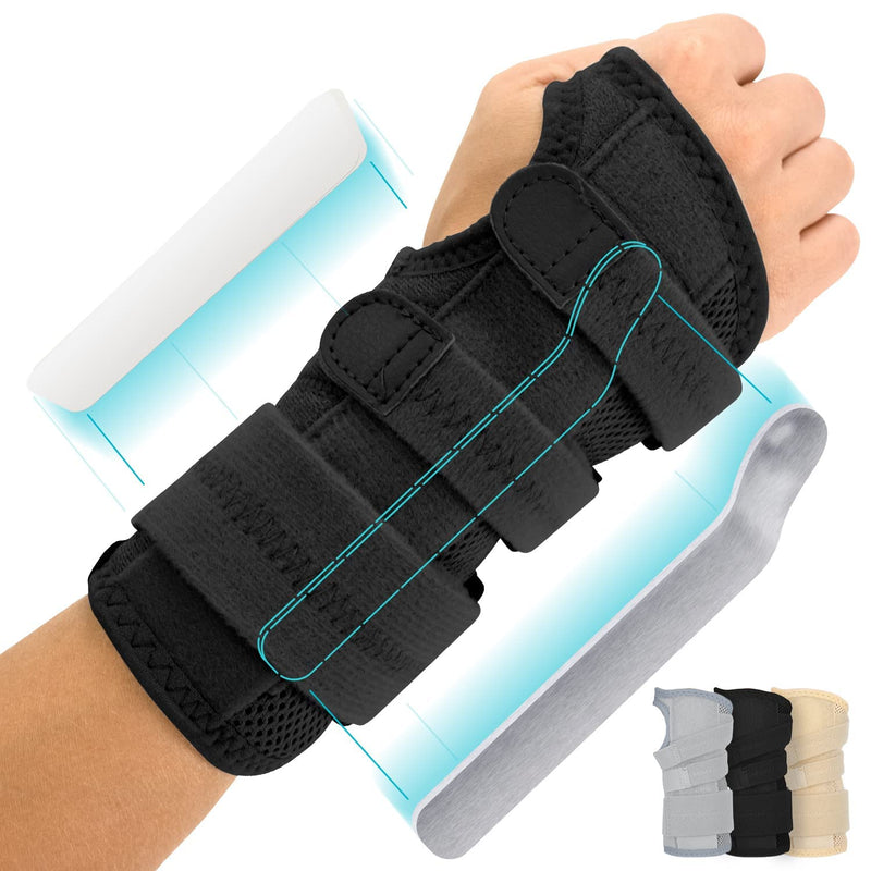 Vive Carpal Tunnel Wrist Brace with Splint for Left or Right Hand - Adjustable Night Wrist Support Splint Immobilizer for Men & Women - Cockup Brace for Arthritis, Tendonitis, Sprain, Injuries & Pain Black