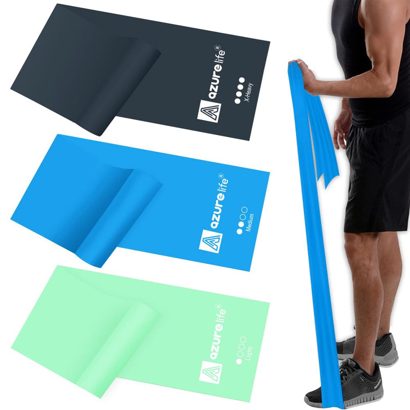[Australia] - Resistance Bands,Professional Long Non-Latex Elastic Stretch Bands,Exercise Bands for Physical Therapy, Yoga, Pilates, Rehab, at-Home or The Gym Workouts, Strength Training 5-FT Green, Blue, Gray 