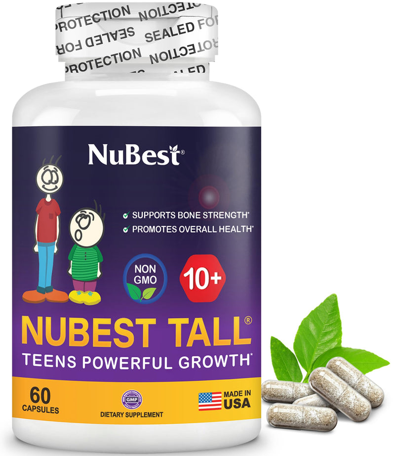 NuBest Tall 10+ Premium Bone Strength Formula, Enhanced Immunity and Overall Health for Age 10+ with Calcium, Vitamin D3, Vitamin K2, and Multivitamins | 60 Capsules | 1 Month Supply 60 Count (Pack of 1)