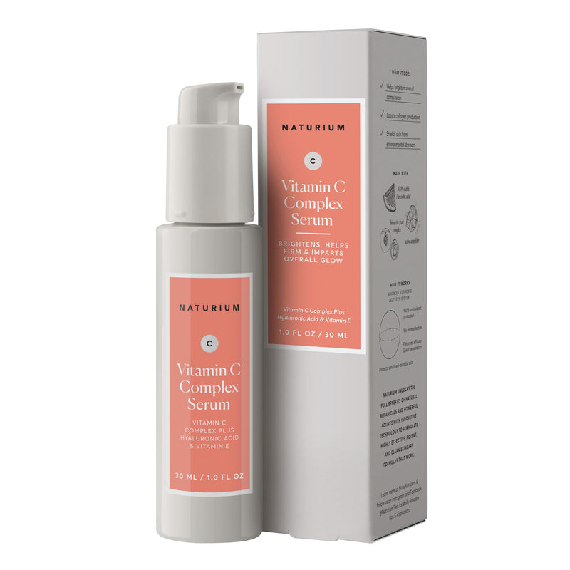 Naturium Vitamin C Complex Serum, Hyaluronic Acid & Vitamin E, 1 fl oz | Facial Treatment for Fine Lines & Wrinkles, Anti-Aging Formula for Hydration, Sensitive Skin, Travel Size, Face Serum 1 Ounce (Pack of 1)