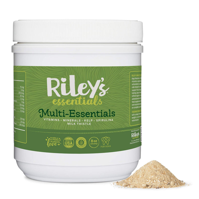 Riley's Multi-Essentials Multivitamin for Dogs - Vitamins, Minerals, Spirulina, Kelp, and Milk Thistle for Nutritional Support - Puppy and Senior Dog Vitamins - 8oz Powder - PawsPlanet Australia