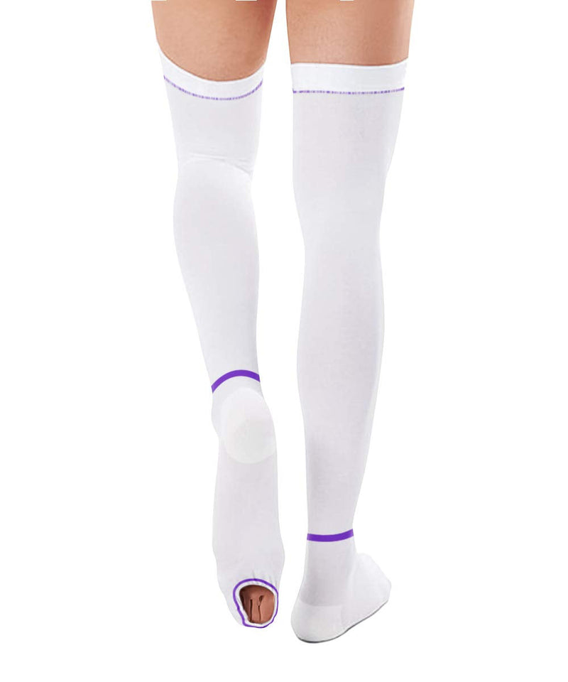 [Australia] - T.E.D. Anti Embolism Stockings Thigh High Knee High for Women Men, 15-20 mmHg Compression TED Hose with Inspect Toe Hole 1-thigh High White XX-Large 