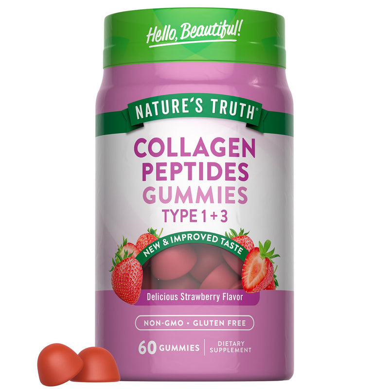 Nature's Truth Collagen Peptide Gummies for Women | 60 Count | Type 1 & 3 | Strawberry Flavor | Non-GMO & Gluten Free Supplement 60 Count (Pack of 1)