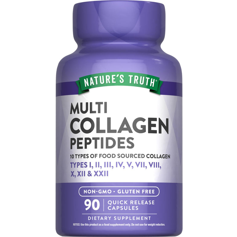 Nature's Truth Multi Collagen Peptides | 2000 mg | 90 Capsules | 10 Types of Collagen | Keto Friendly,Non-GMO & Gluten Free Supplement
