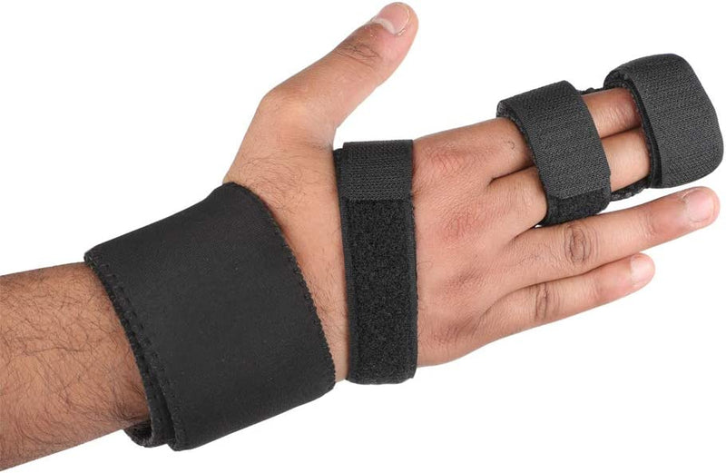 [Australia] - 2 Finger Splint Trigger Finger Splint, Adjustable Two Finger Splint Full Hand and Wrist Brace Support, Metal Straightening Immobilizer Treatment for Sprains, Mallet Injury, Arthritis(S/M) Small-Medium (Pack of 1) 