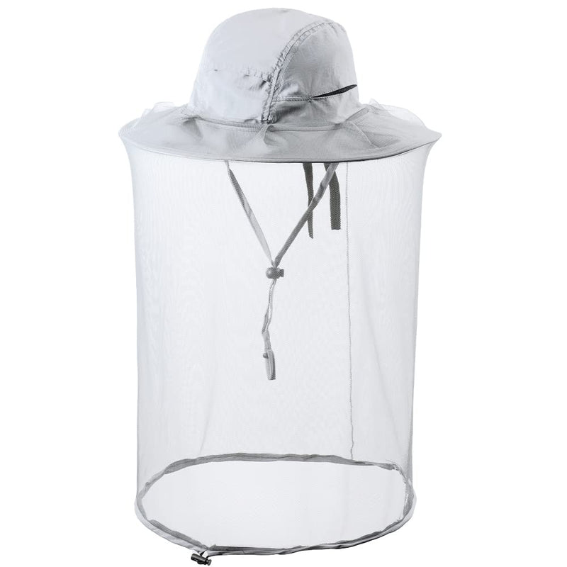 [Australia] - Bee Keeper Beekeeping Veil Hat face Covering Costume Fly Hornet Insect Bug Mosquito mesh Cap One Size Light Gray 
