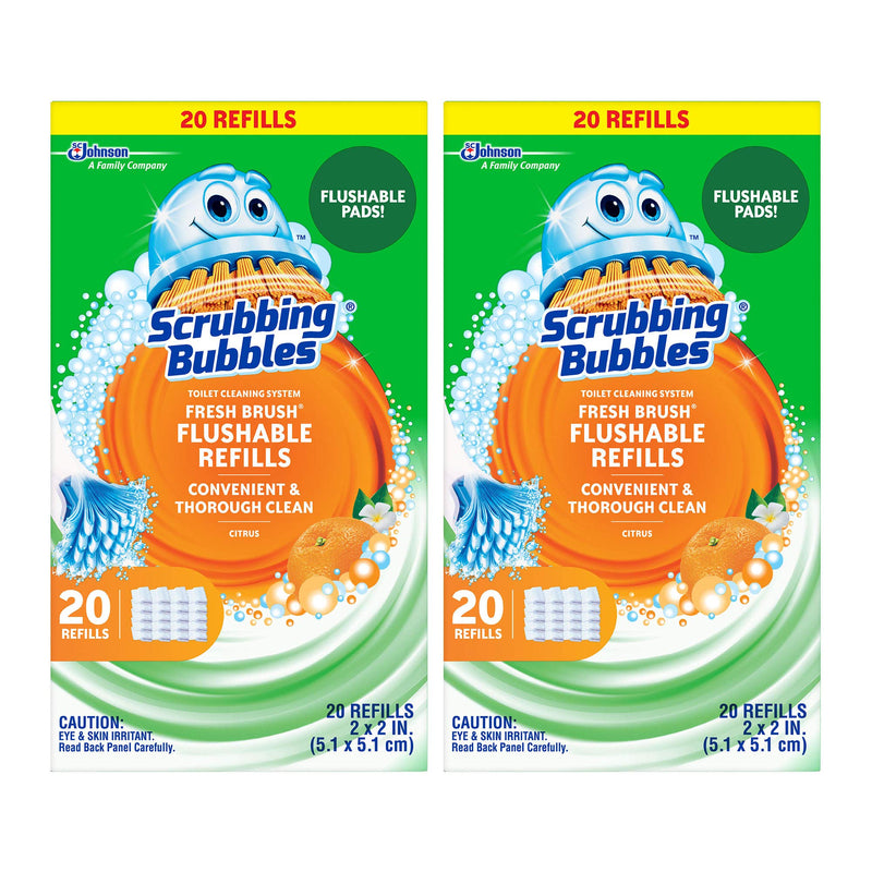 [Australia] - Scrubbing Bubbles Flushable Toilet Wand Refills, Fresh Brush Toilet Cleaner Refill Pads, Cleans Limescale & Fights Odors, Citrus Scent, 20 Count, Pack of 2 2.5 Pound (Pack of 1) 