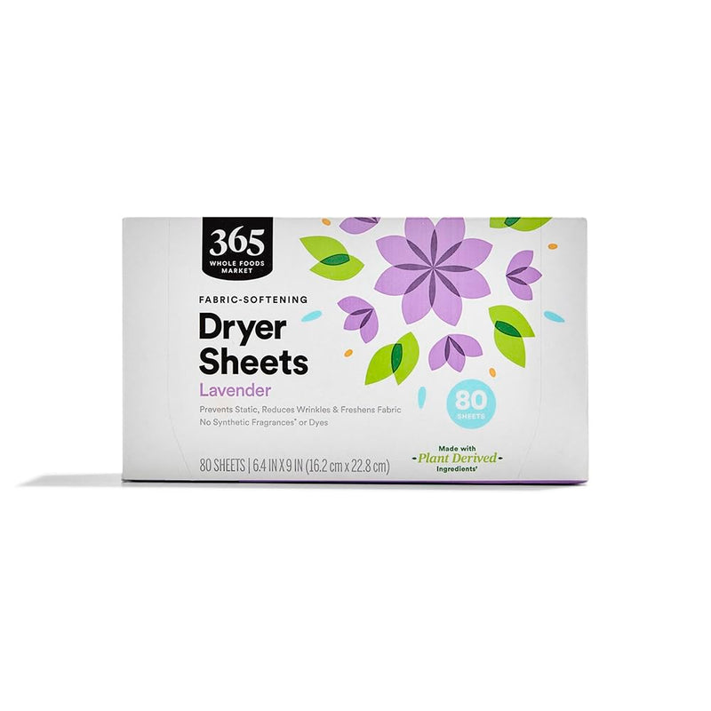 [Australia] - 365 by Whole Foods Market, Lavender Fabric Softener Sheets 80 Count, 80 Count 