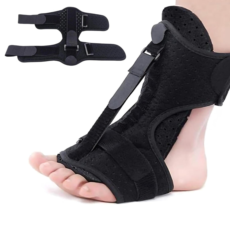 [Australia] - Plantar Fasciitis Night Splint Drop Foot Orthotic Brace,Improved Dorsal Night Splint for Effective Relief from Plantar Fasciitis, Achilles Tendonitis, Heel and Ankle Pain with Hard Spiky Massage Ball (black) black 