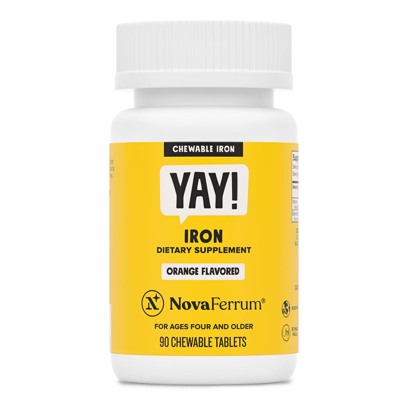 [Australia] - NovaFerrum Yay | Chewable Iron Supplement for Kids & Adults for Anemia | 18mg of Iron | 90 Servings | Sugar Free | Vegan | Gluten Free | Orange Flavor 