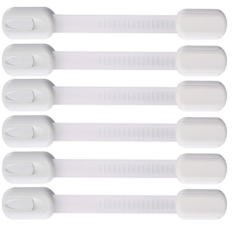 [Australia] - 6 Pack Vmaisi Multi-Use Adhesive Straps Locks - Childproofing Baby Proofing Cabinet Latches for Drawers, Fridge, Dishwasher, Toilet Seat, Cupboard, Oven,Trash Can, No Drilling (White) (6) 6 