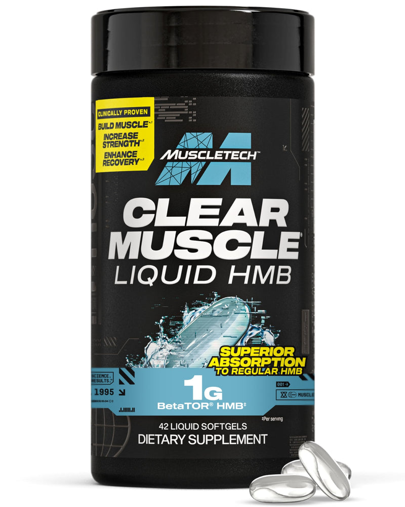 MuscleTech HMB Supplements 1000mg, Clear Muscle (42 Liquid Softgels) | Highest Grade HMB for Lean Muscle & Recovery, HMB Free Acid Muscle Supplement, Help Decrease Breakdown, Packaging May Vary 42 Count (Pack of 1)